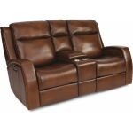 Mustang Power Reclining Loveseat with Console and Power Headrests