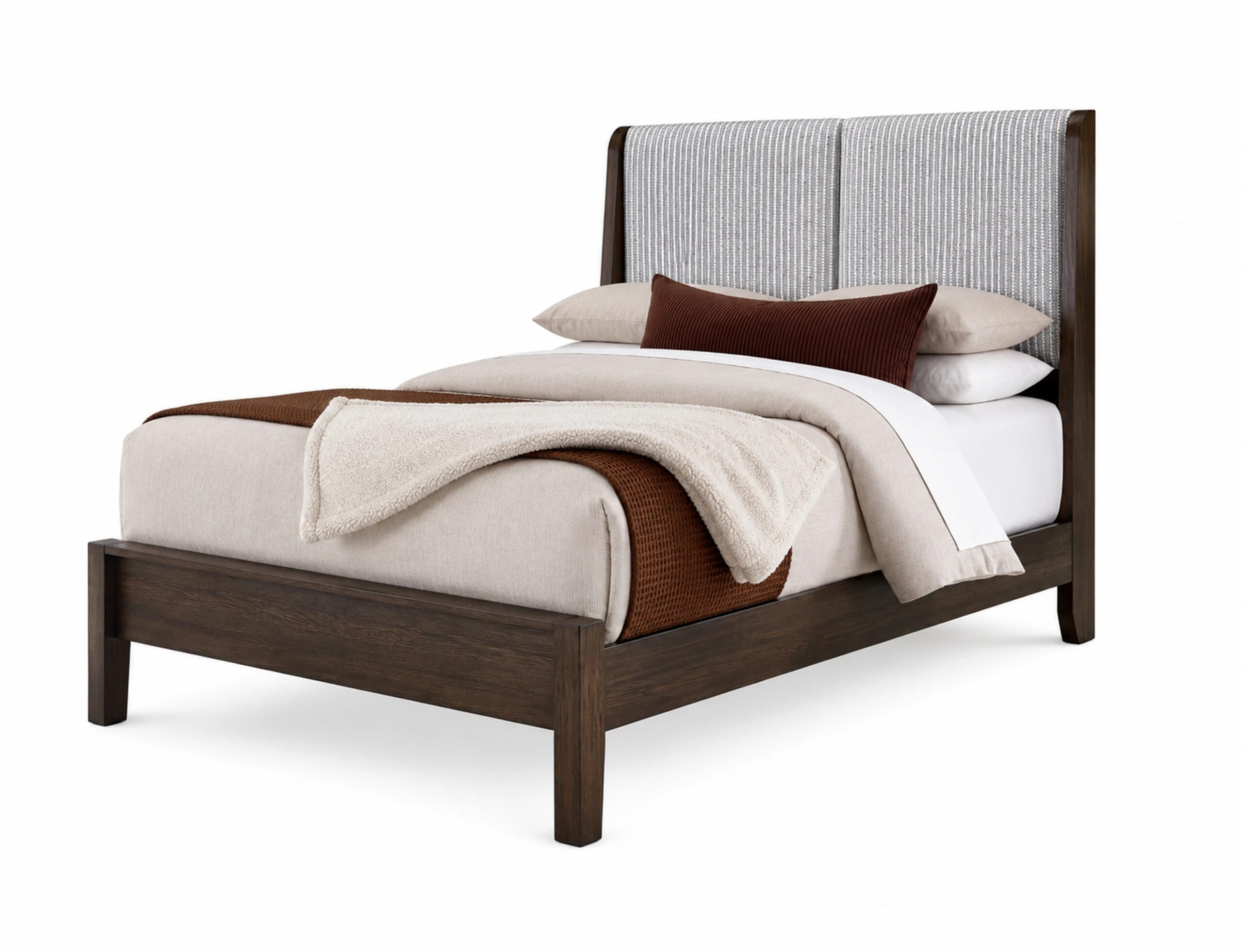 821f7a4d0d3599f80b227271856cf7f1 Mercer Street Queen Shelter Uph Bed-grey Stripe - 860-553-355-054-722 - Image 1